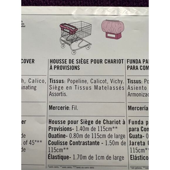 Simplicity 2109 pattern shopping cart seat cover - Picture 5 of 6